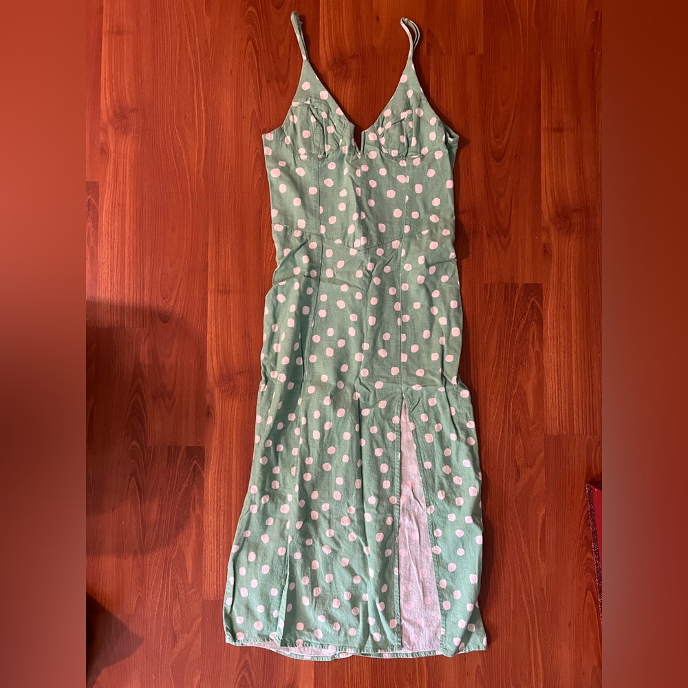 Urban Outfitters Mint Polka Dot Midi Dress